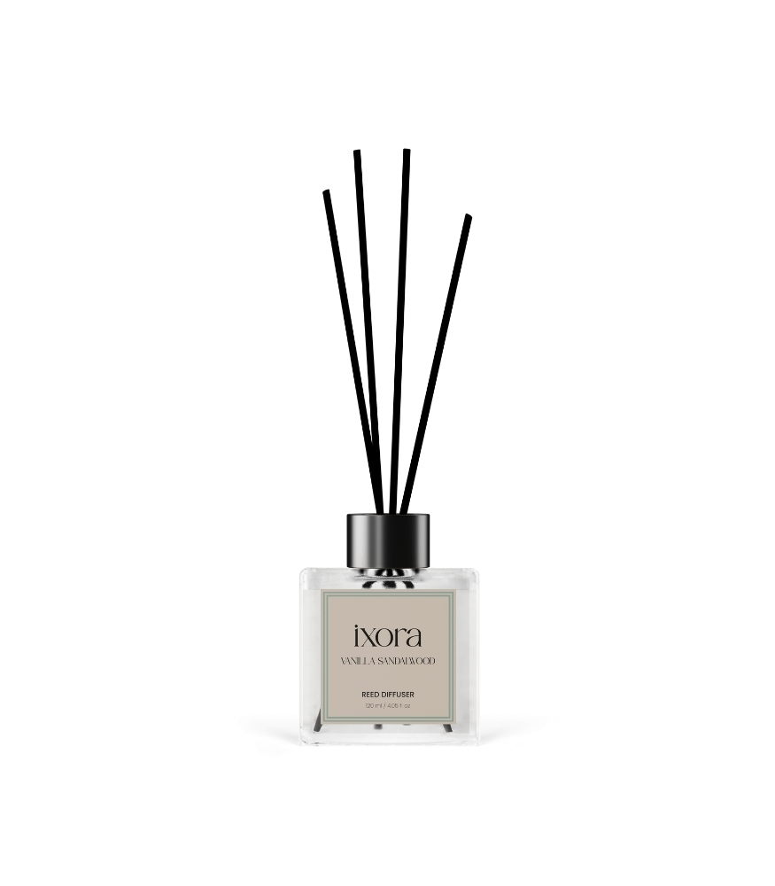 vanilia sandalwood difüzer Ixora Bambu Çubuklu Oda Kokusu Vanilyalı Sandal Diffuser 120 ml - Görsel 1